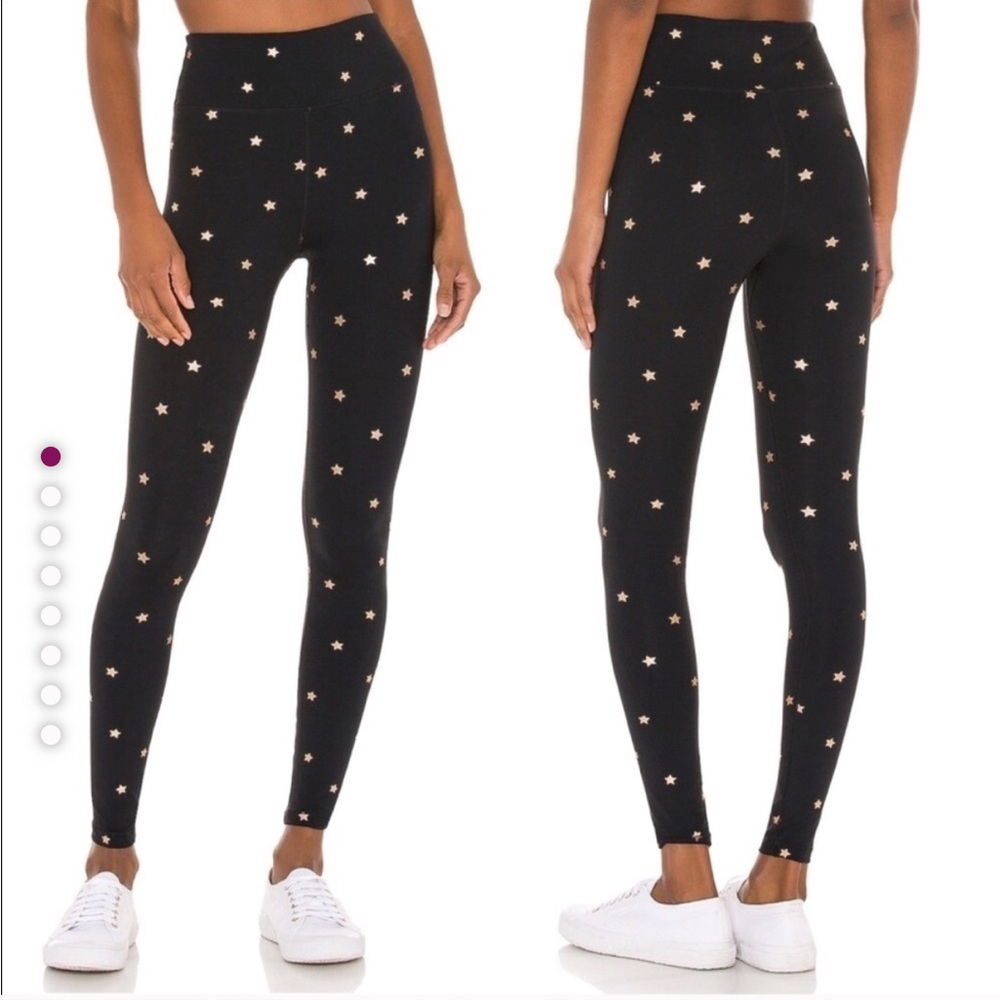 SPIRITUAL GANGSTER Black Leggings with Gold Stars Size Small